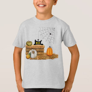 Halloween Cat and Spider T-Shirt