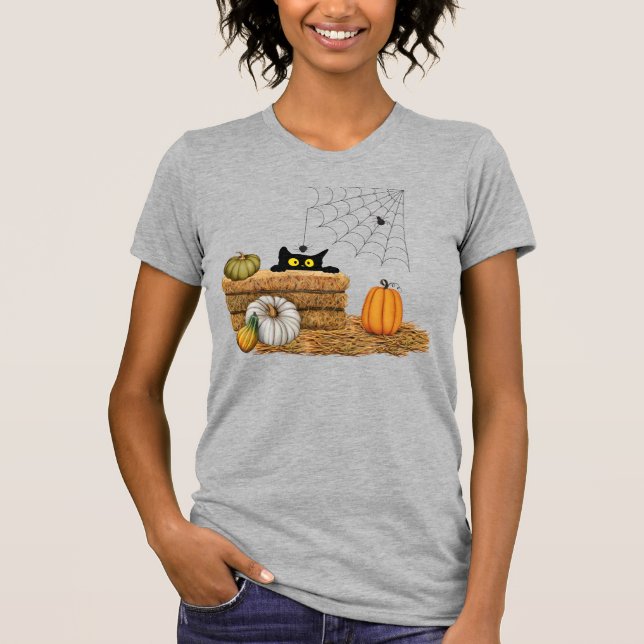 Halloween Cat and Spider T-Shirt (Front)