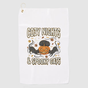 Halloween Cat Autumn Magic Golf Towel