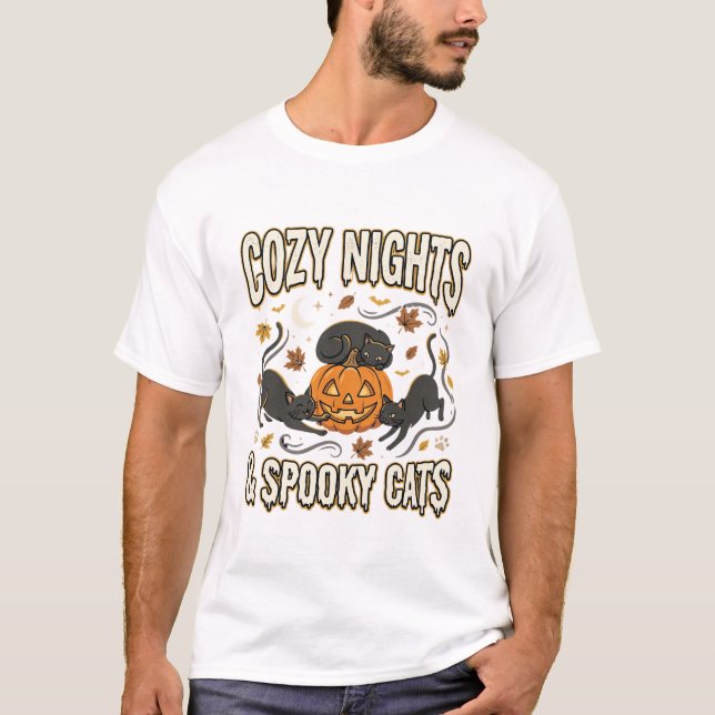 Halloween Cat Autumn Magic T-Shirt (Front)