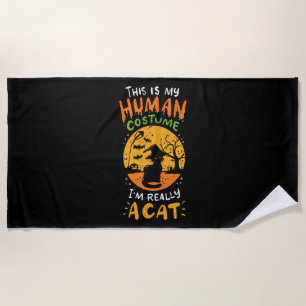 Halloween Cat Beach Towel