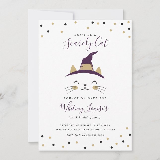 Halloween Cat Birthday Party Invitations (Front)