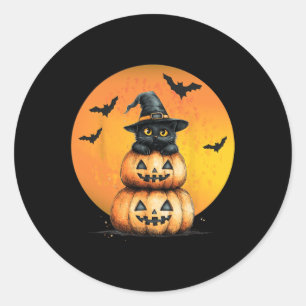 Halloween Cat Black Cat Halloween Scary Cat Angry Classic Round Sticker