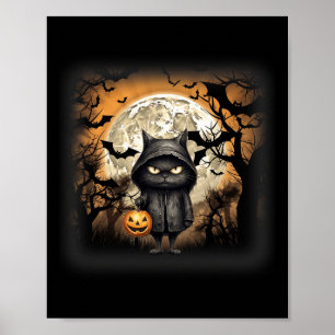 Halloween Cat Black Cat Halloween Scary Cat Angry Poster