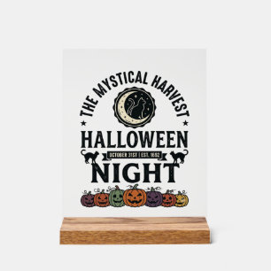 Halloween Cat Black Cats Pumpkins Vintage Funny_1 Acrylic Sign
