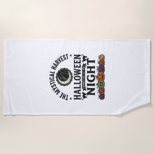 Halloween Cat Black Cats Pumpkins Vintage Funny_1 Beach Towel