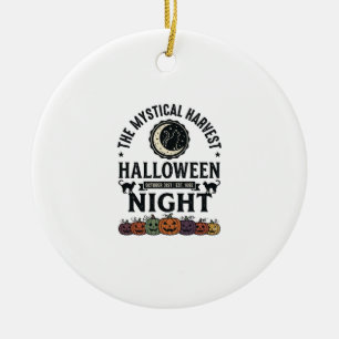 Halloween Cat Black Cats Pumpkins Vintage Funny_1 Ceramic Tree Decoration
