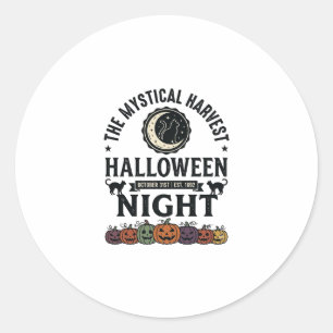 Halloween Cat Black Cats Pumpkins Vintage Funny_1 Classic Round Sticker