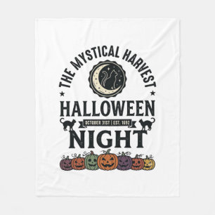 Halloween Cat Black Cats Pumpkins Vintage Funny_1 Fleece Blanket
