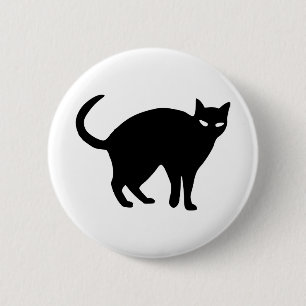 Halloween Cat Black Spooky Angry Tail Pet Animal 6 Cm Round Badge