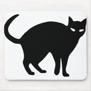 Halloween Cat Black Spooky Angry Tail Pet Animal Mouse Mat