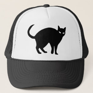 Halloween Cat Black Spooky Angry Tail Pet Animal Trucker Hat