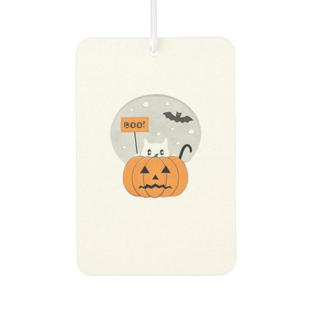 Halloween  Cat  Boo  Illustration Classic T-Shirt Car Air Freshener (Front)