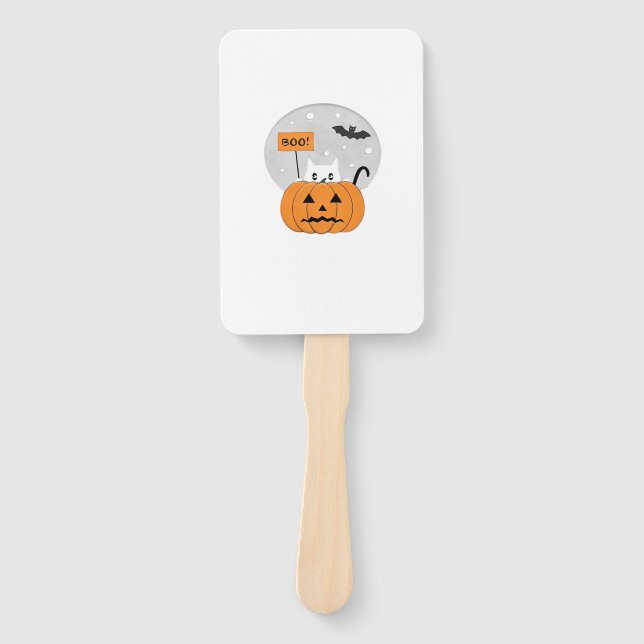 Halloween  Cat  Boo  Illustration Classic T-Shirt Hand Fan (Front)