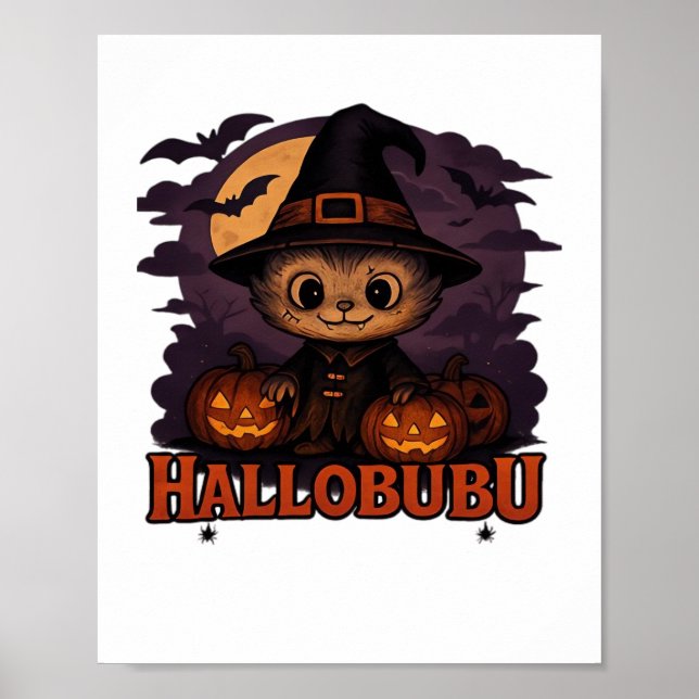 Halloween  Cat  Boo  Illustration Classic T-Shirt Poster (Front)