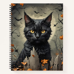 Halloween Cat Bullet Line Recipe Notebook