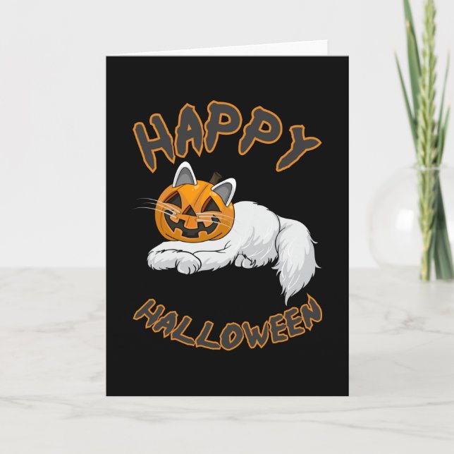 Halloween Cat Cats Kitten Pumpkin Horror Gift Idea Card (Front)
