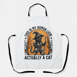 Halloween Cat Costume Funny Vintage Witch Cat Shir Apron