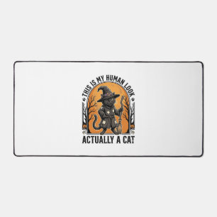 Halloween Cat Costume Funny Vintage Witch Cat Shir Desk Mat