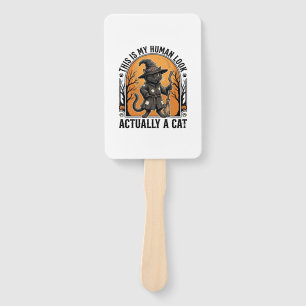 Halloween Cat Costume Funny Vintage Witch Cat Shir Hand Fan