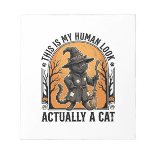 Halloween Cat Costume Funny Vintage Witch Cat Shir Notepad