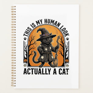 Halloween Cat Costume Funny Vintage Witch Cat Shir Planner