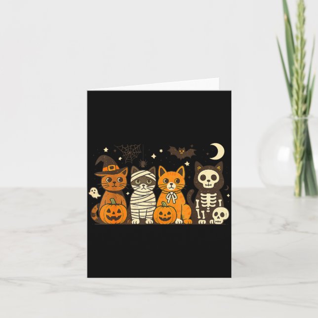 Halloween Cat Costumes Ghost Witch Mummy Men Women Card (Front)