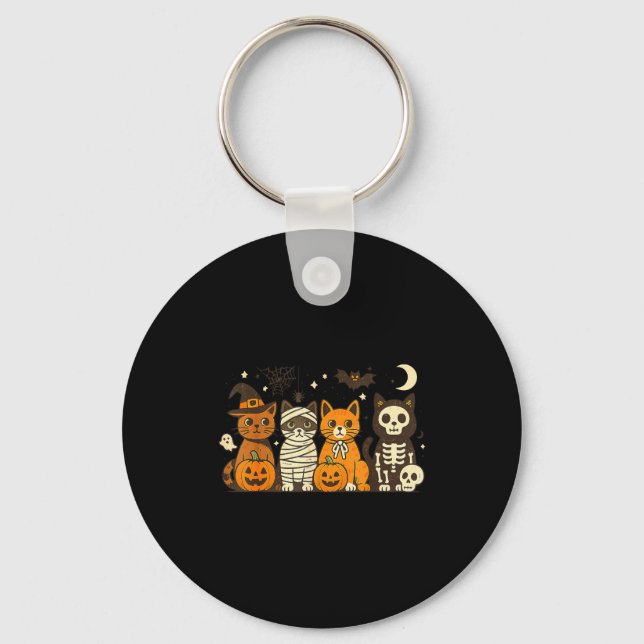 Halloween Cat Costumes Ghost Witch Mummy Men Women Key Ring (Front)