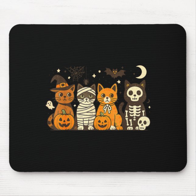 Halloween Cat Costumes Ghost Witch Mummy Men Women Mouse Mat (Front)