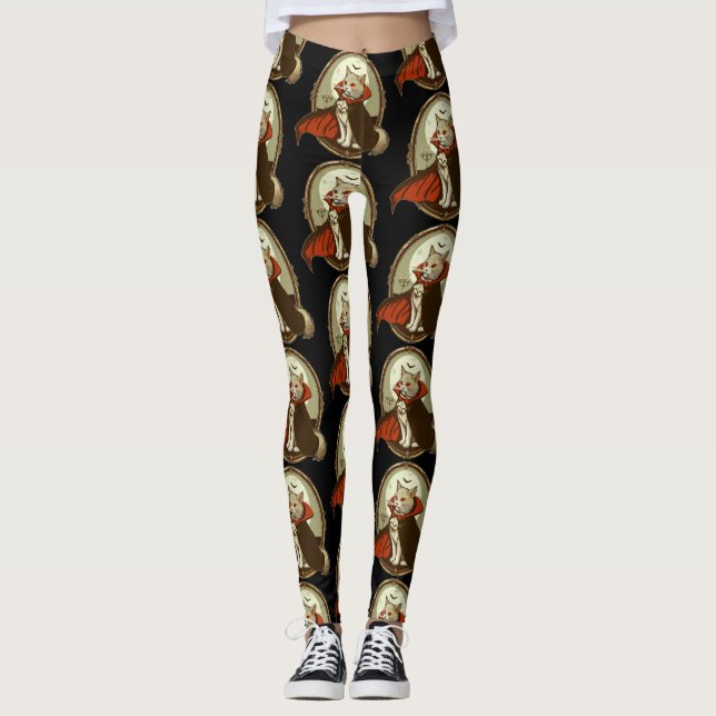 Halloween Cat, Count Catula Leggings (Front)