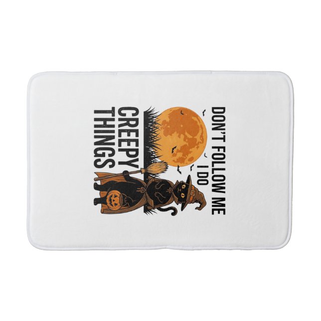 Halloween Cat Creepy Things Funny Witch_1 Bath Mat (Front)