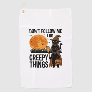 Halloween Cat Creepy Things Funny Witch_1 Golf Towel