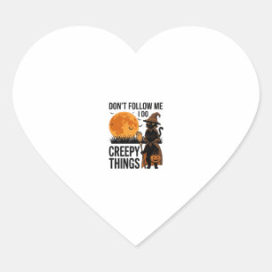 Halloween Cat Creepy Things Funny Witch_1 Heart Sticker