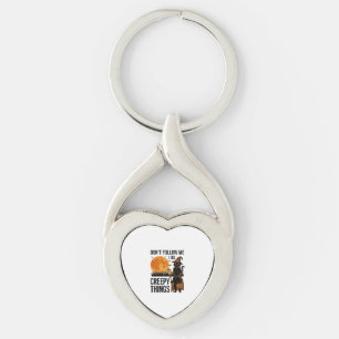 Halloween Cat Creepy Things Funny Witch_1 Key Ring