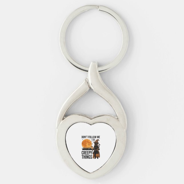 Halloween Cat Creepy Things Funny Witch_1 Key Ring (Front)