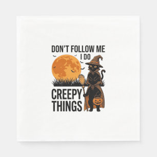 Halloween Cat Creepy Things Funny Witch_1 Napkin