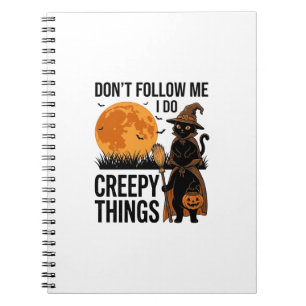 Halloween Cat Creepy Things Funny Witch_1 Notebook