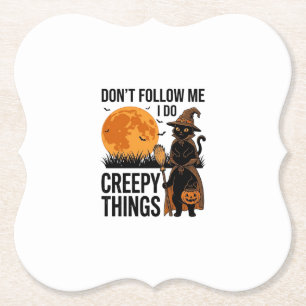 Halloween Cat Creepy Things Funny Witch_1 Paper Coaster