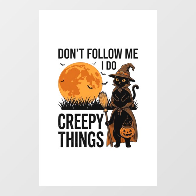 Halloween Cat Creepy Things Funny Witch_1 Window Cling (Sheet)