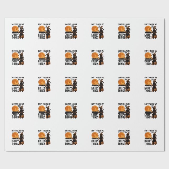 Halloween Cat Creepy Things Funny Witch_1 Wrapping Paper (Flat)