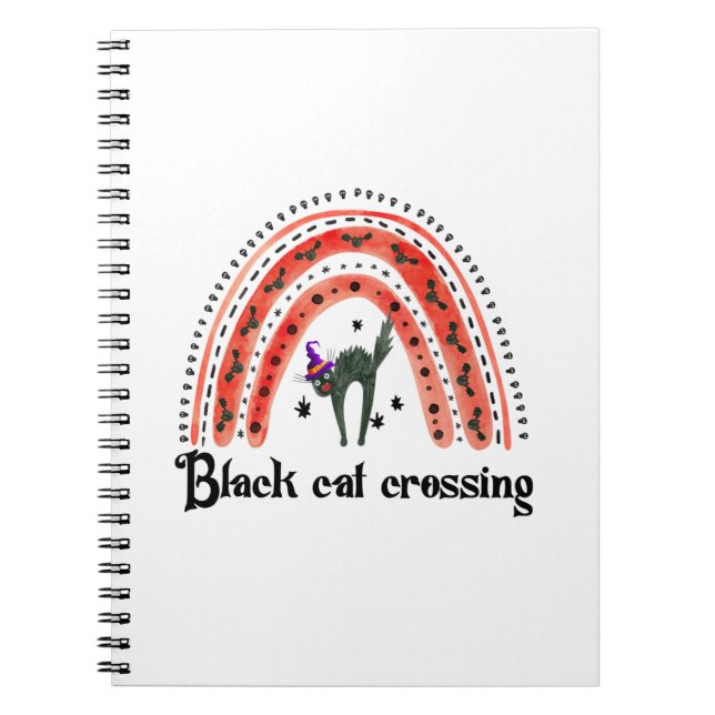 Halloween Cat Crossing Notebook (Front)