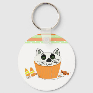 Halloween Cat Cupcake Key Ring