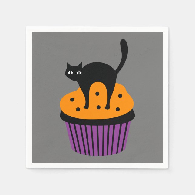 Halloween cat cupcake napkin (Front)