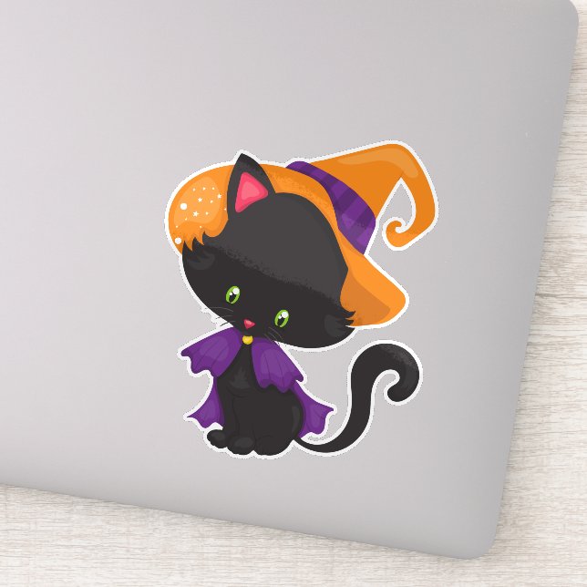 Halloween Cat, Cute Cat, Black Cat, Witch Hat (Detail)