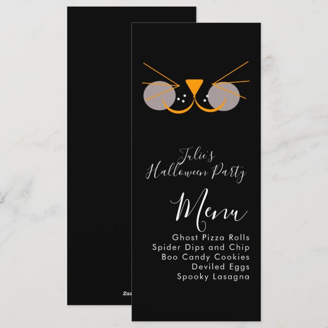 Halloween Cat Cute Costume Party  Menu (Front/Back)