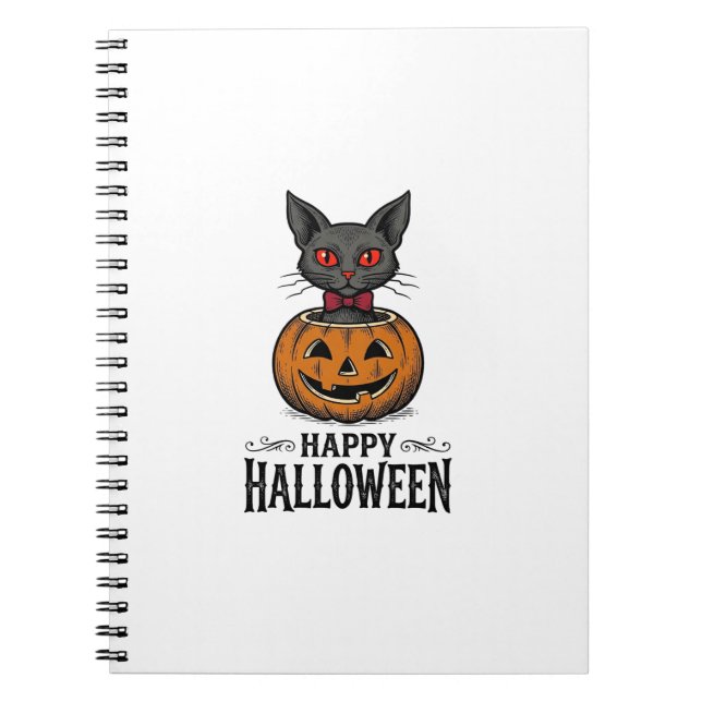Halloween Cat Cute Pumpkin Vintage Spooky_1 Notebook (Front)