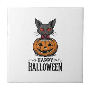 Halloween Cat Cute Pumpkin Vintage Spooky_1 Tile