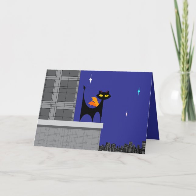 Halloween Cat Demon Holiday Card (Front)