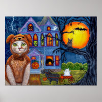 Halloween Cat Dog Costume Haunted Victorian House
