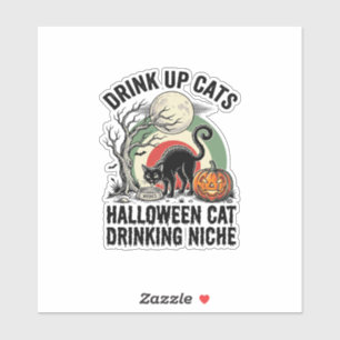 Halloween Cat Drinking Vintage Moon Party Shirt_1